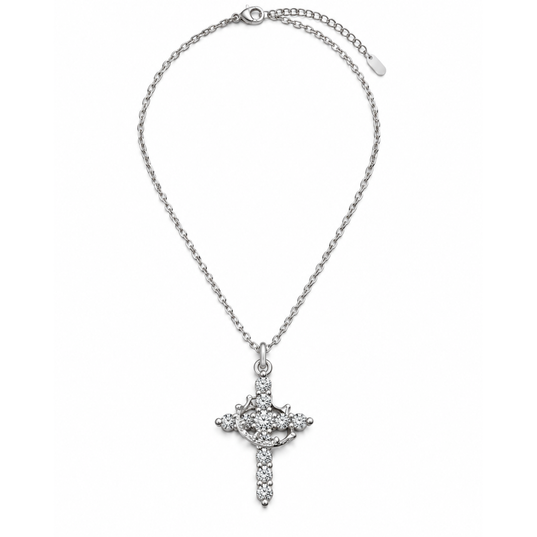 Crystal Crown Cross Necklace